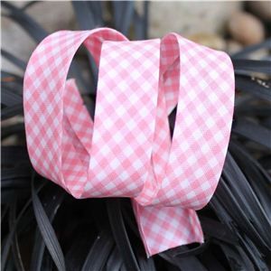 Bias Binding Gingham - Pink